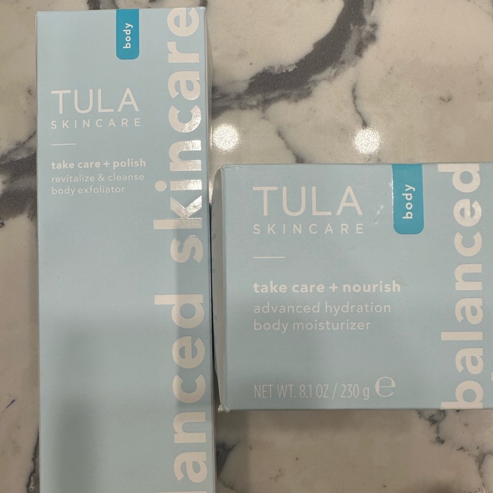 Unopened Tula body care duo. Body moisturizer & exfoliator.